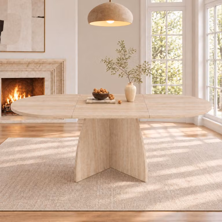 Tavolo allungabile Flieks, dimensioni 120/180x90x75 cm, tavolo da cucina/sala da pranzo, estendibile, adatto per 4-8 persone, aspetto travertino