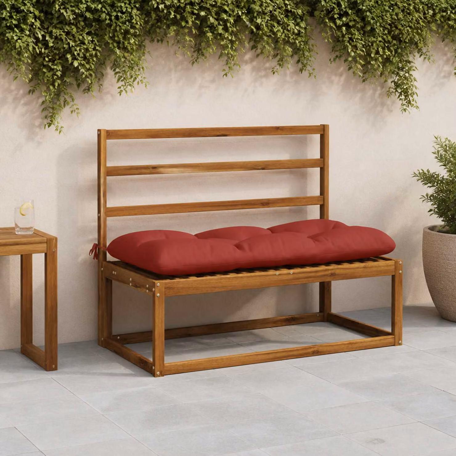Set di 2 cuscini per panchina vidaXL VIANEN in poliestere rosso con rivestimento lavabile e resistente ai raggi UV