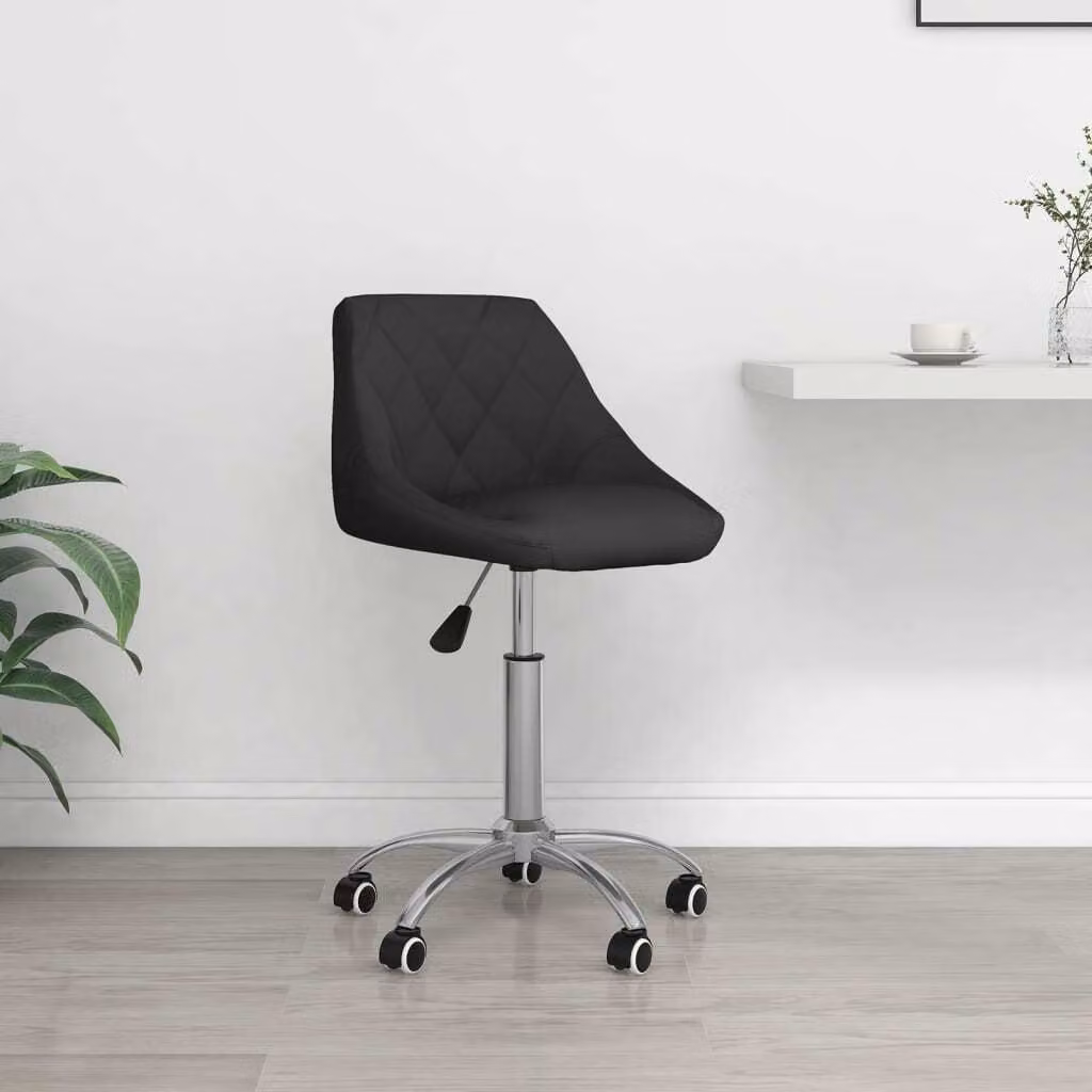 The Living Store Sedia da ufficio girevole in ecopelle nera