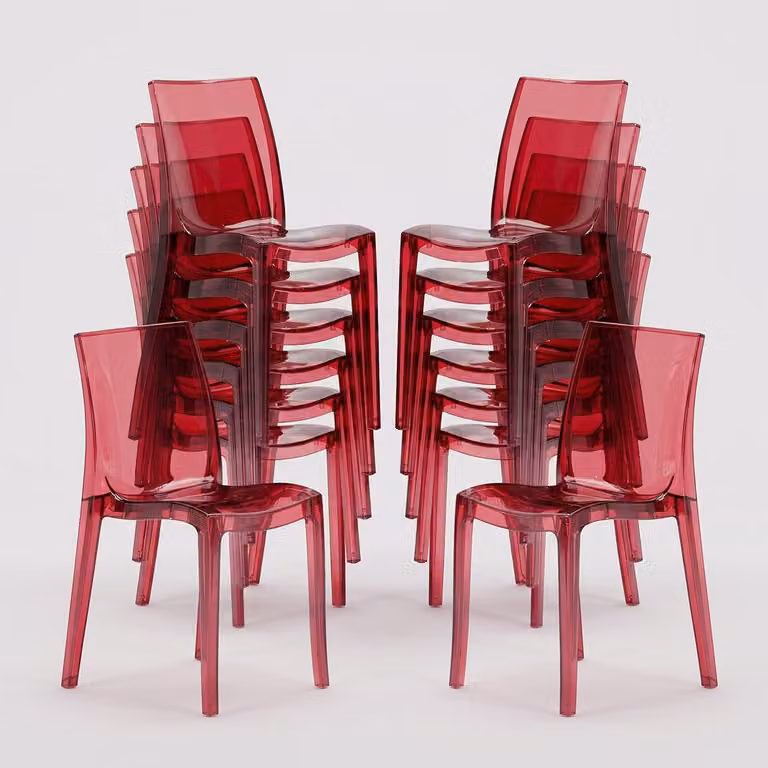 set di 18 sedie trasparenti Cristal Light Grand Soleil per bar e ristoranti - rosso trasparente