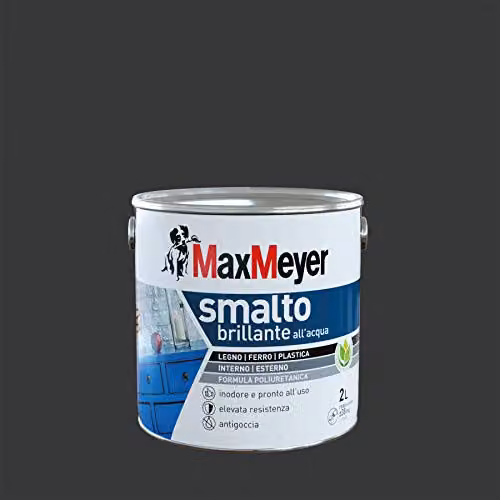 MaxMeyer Smalto Brillante all'acqua Poliuretanico Nero 2 l