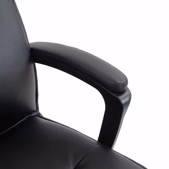 Sedia da ufficio ergonomica REDOM in similpelle nera con braccioli e altezza regolabile, L: 66 cm, P: 70 cm, H: 109-119 cm – 1