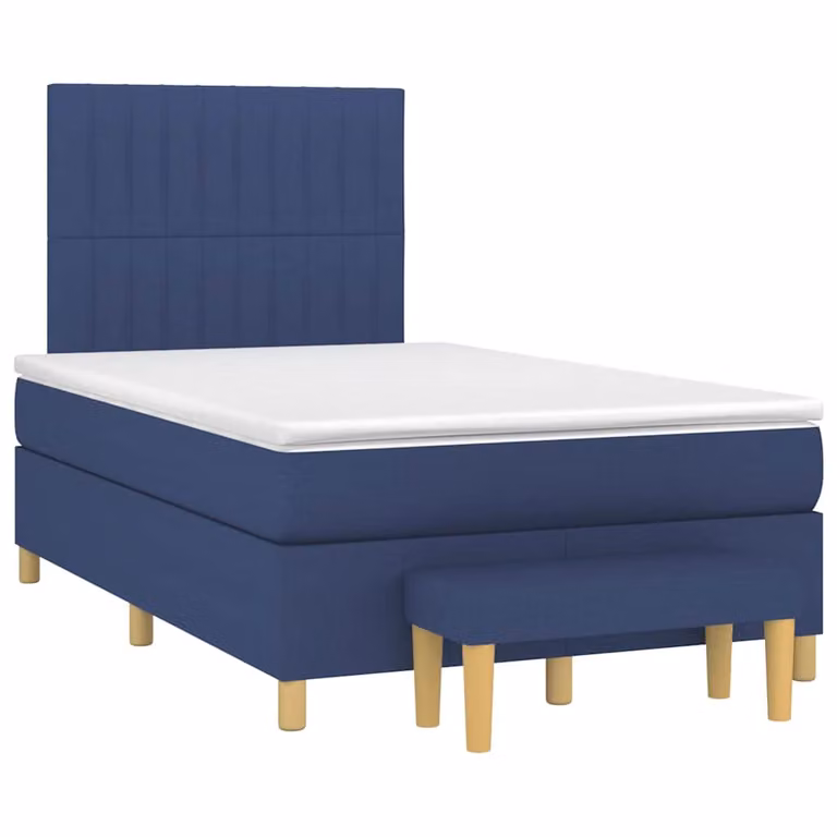 vidaXL Giroletto a Molle con Materasso Blu e Bianco in Tessuto L/P/H: 120 x 200 x 193 cm