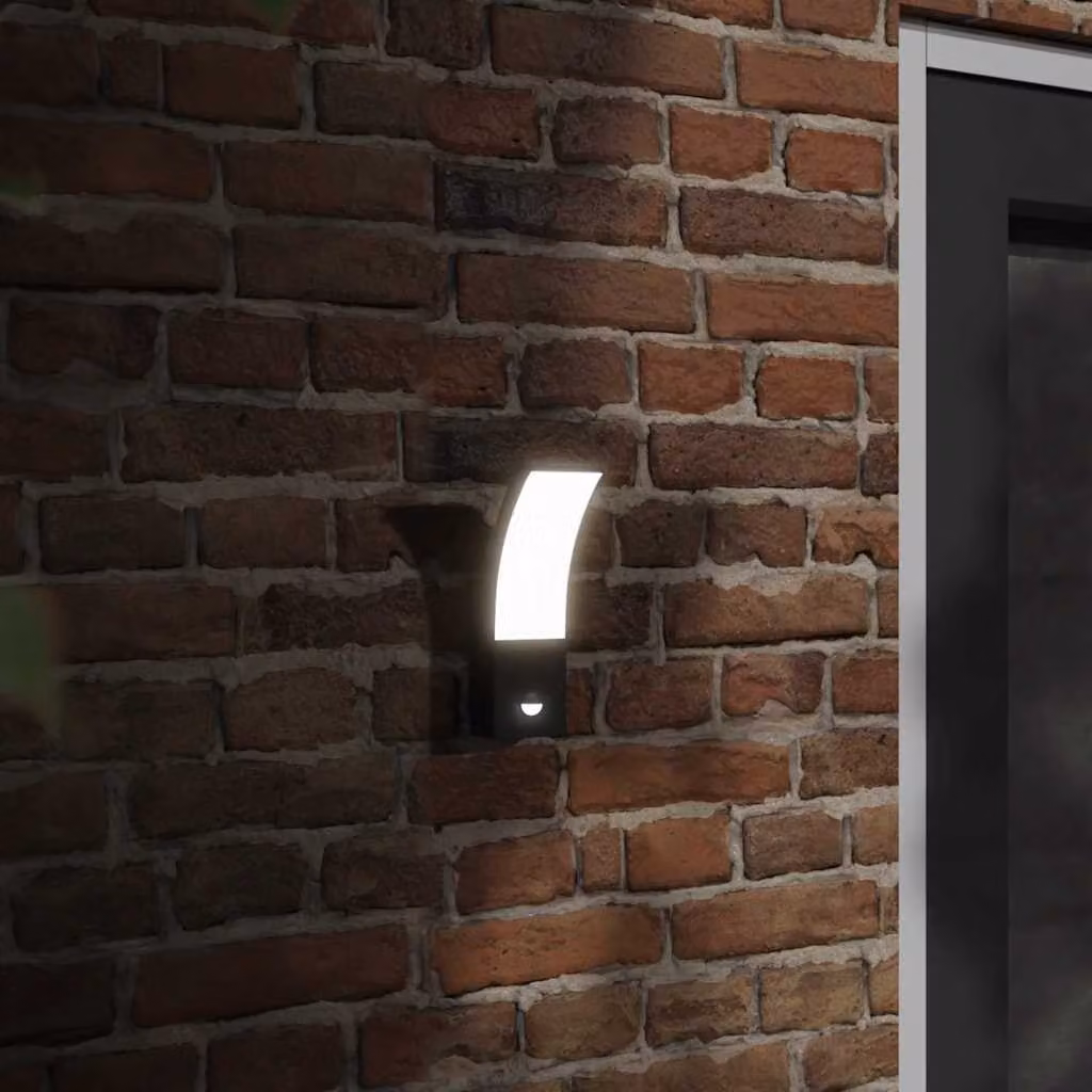 Set di 2 applique da esterno vidaXL con LED a luce calda, sensore di movimento e design moderno in alluminio nero per giardino e scale