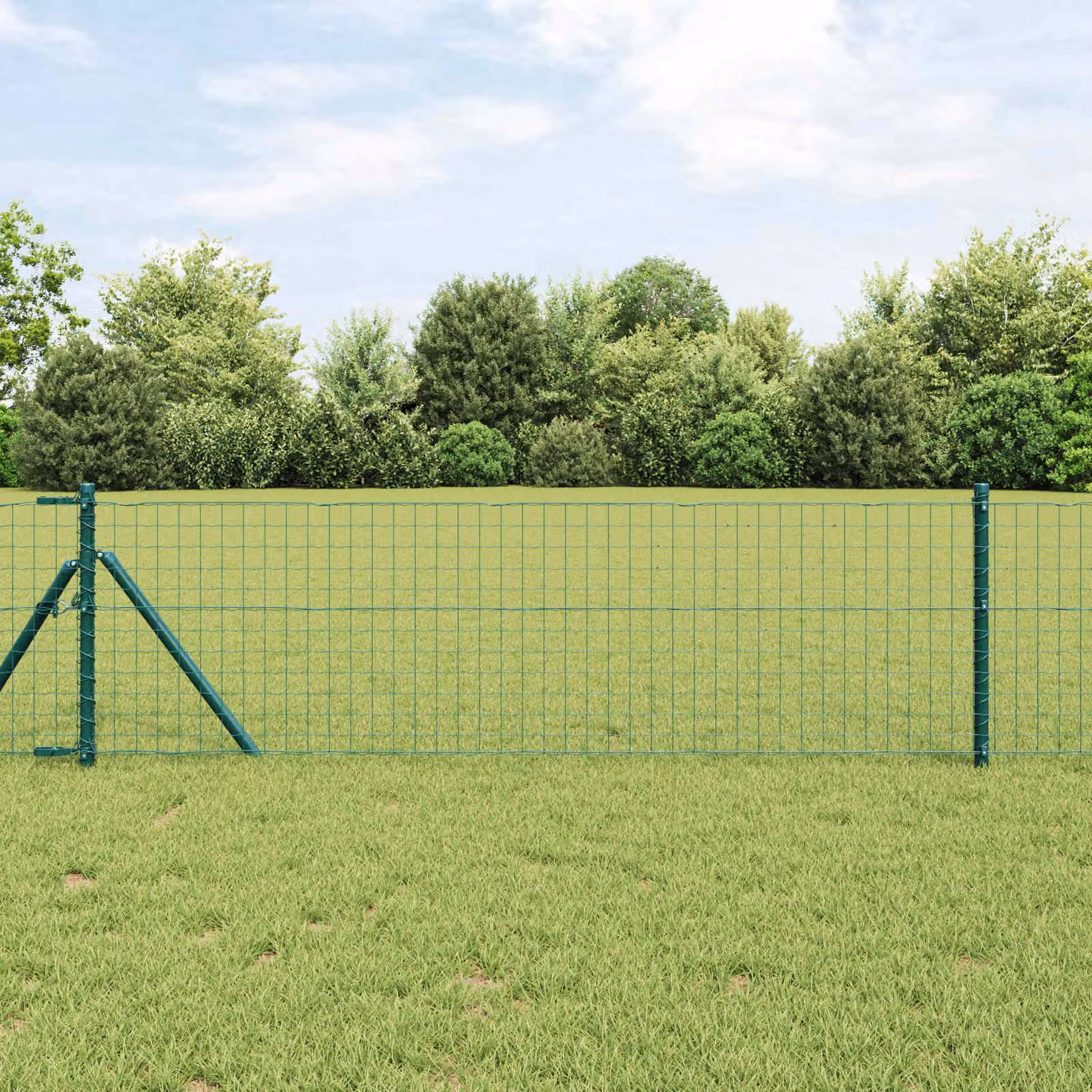 Set di 12 pali per recinzione vidaXL in acciaio verde, Altezza: 110 cm