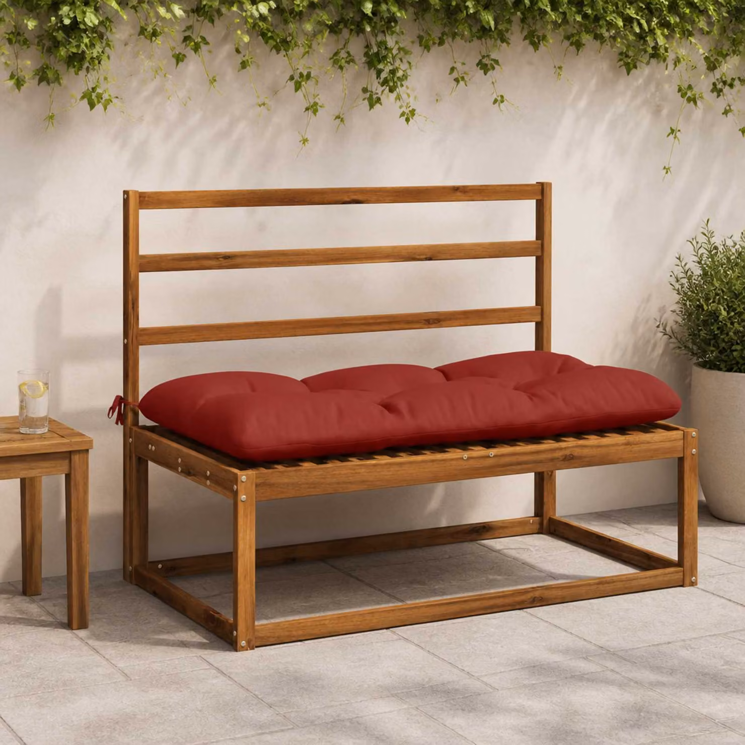 Set di 2 cuscini per panchina vidaXL VIANEN rossi in poliestere con imbottitura in schiuma e coperture lavabili