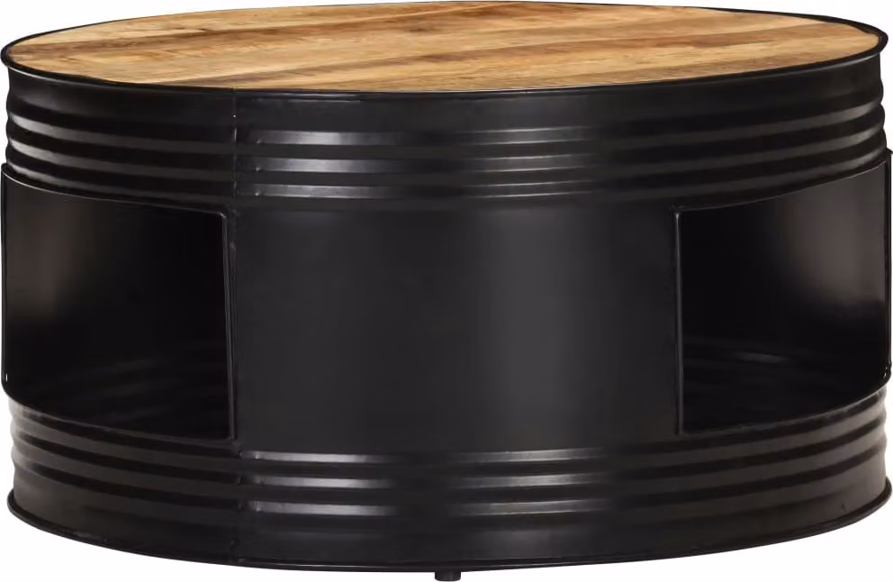 Tavolino Nero 68x68x36 cm in Legno Massello di Mango Grezzo