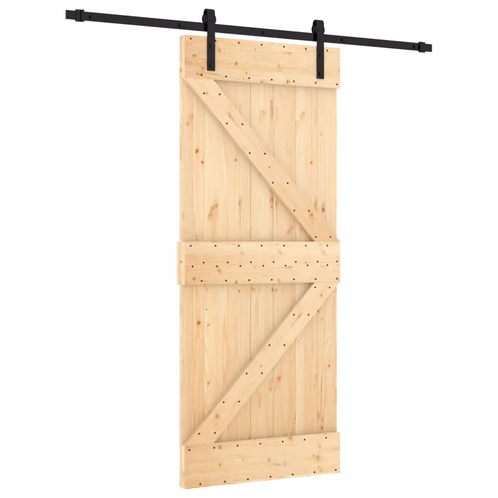 Porta scorrevole moderna vidaXL in legno e acciaio, colore marrone e nero, L: 85 cm, H: 210 cm – 2