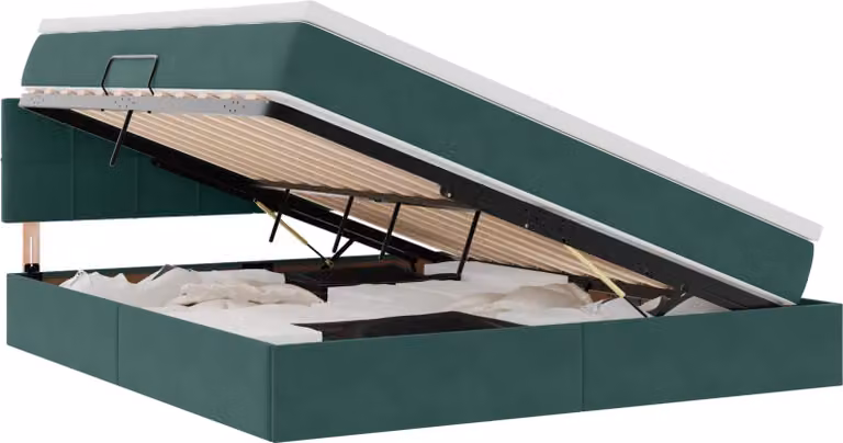 Letto con contenitore LED e materasso Verde Scuro 180 x 200 cm