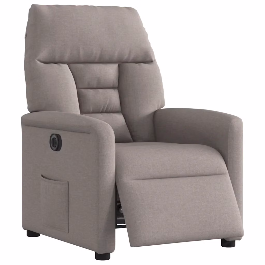 Poltrona Reclinabile Elettrica vidaXL in Tessuto Beige e Grigio con Braccioli e Funzione Auto-Return per Soggiorno – 2
