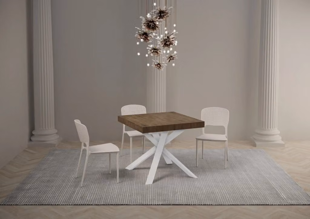 Tavolo allungabile moderno Itamoby marrone e bianco L/P/H: 90 x 90 x 76 cm con piano estensibile – 2