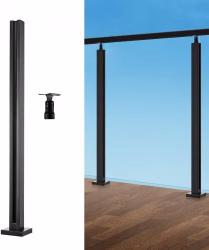 VEVOR Morsetto per Vetro, Staffa per Ringhiera in Vetro Altezza 850 m Spessore 10 mm-12 mm Morsetto per Montaggio su Vetro in Acciaio Inossidabile 304, per Balcone, Giardino, Terrazza, Scale, Nero