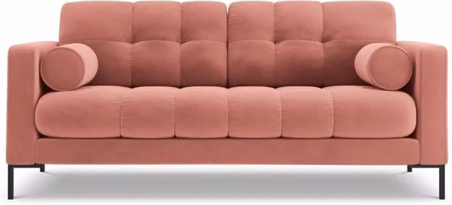 Divano Bali 2 posti Cosmopolitan Design in velluto rosa con struttura in metallo e cuscini inclusi L: 152 cm, P: 75 cm, H: 35 cm – 1