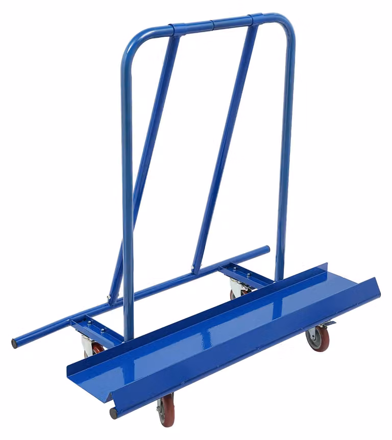 Carrello per lastre - Carrello stretto per il trasporto di lastre - Capacità di carico: 800 kg - Paraurti laterali - 4 ruote - Adatto per lastre, finestre, materassi - Colore: blu