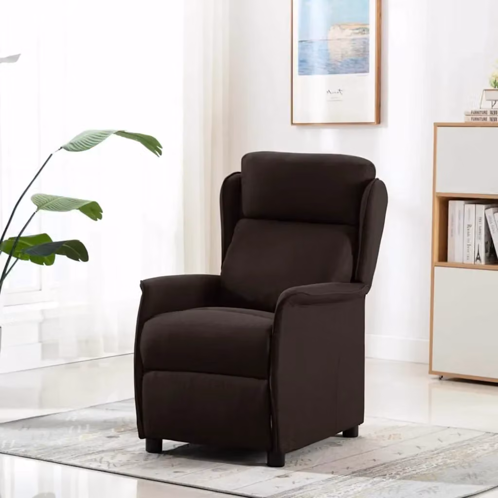 Poltrona reclinabile relax vidaXL in tessuto marrone con braccioli e leva manuale – 2