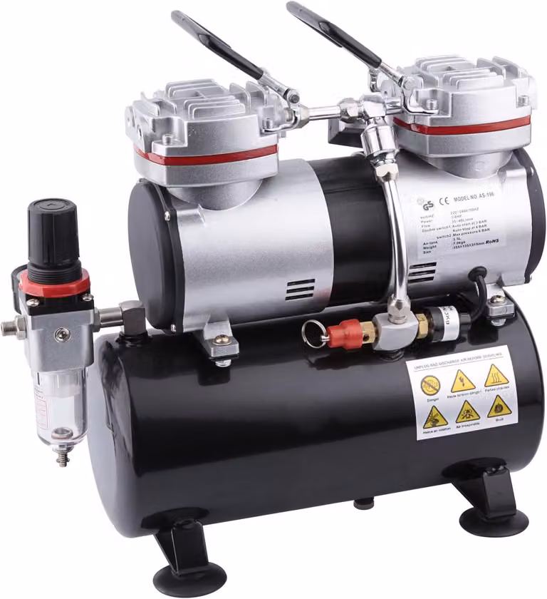 Compressore per aerografo da 3,5 litri - Pompa d'aria senza olio - 6 bar - Con interruttore di accensione/spegnimento