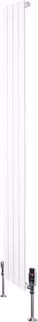 Radiatore Verticale in Acciaio Monster Group BV Bianco H: 180 cm, L: 28 cm, con Valvola Termostatica TRV e Staffa a Parete – 1
