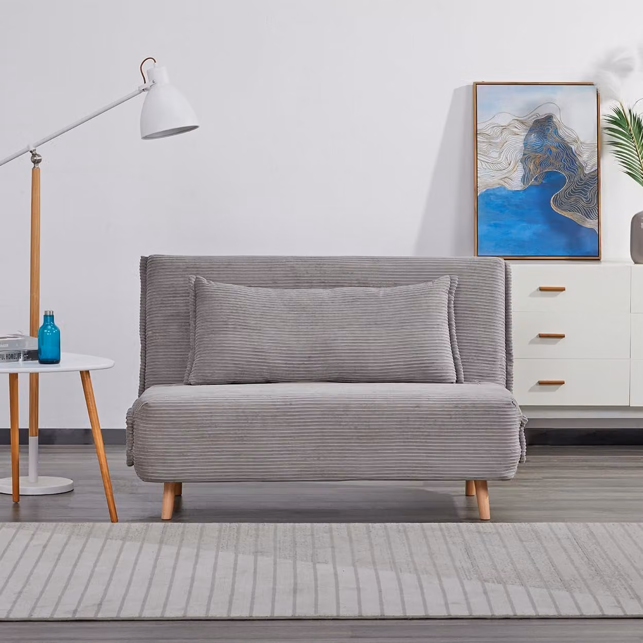 Divanetto Clic Clac VELVET Grigio Due posti 120Cm