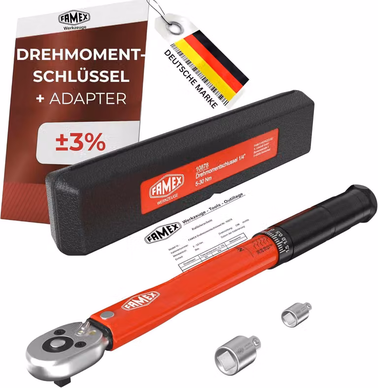 Chiave dinamometrica da 6,3 mm, con coppia regolabile da 5 a 30 Nm, per biciclette, con cricchetto regolabile e sistema di bloccaggio rapido