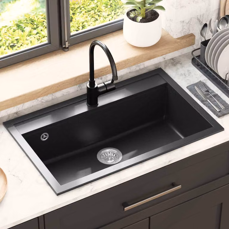 Lavello in granito vidaXL colore nero L: 79,5 cm, P: 50,5 cm