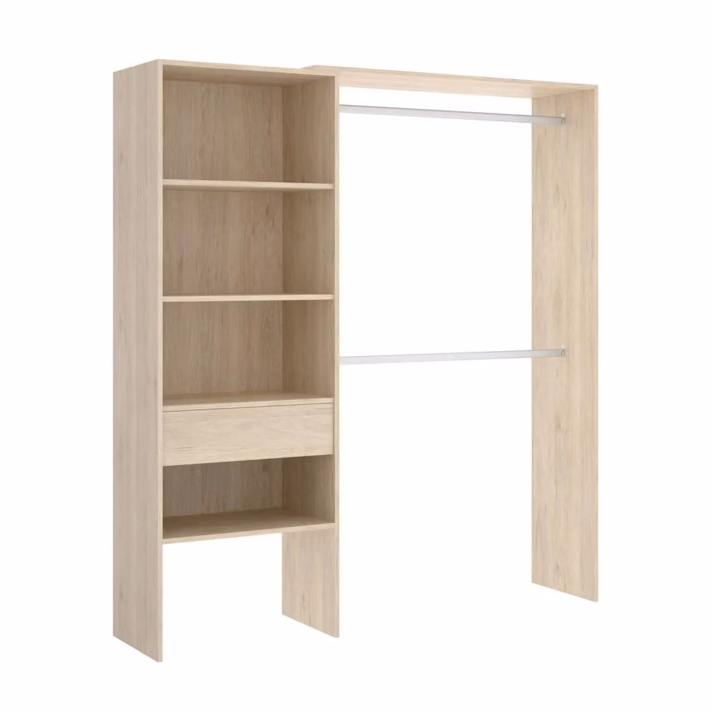 Guardaroba Fauno DMORA, Struttura per cabina armadio con appendiabiti e ripiani interni, L: 160 cm, P: 40 cm, H: 187 cm, Rovere – 2
