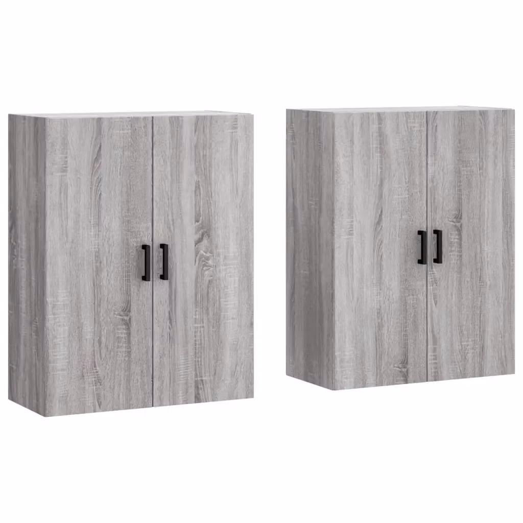 Set di 2 mobili a parete moderni vidaXL in legno grigio, L: 69,5 cm, P: 34 cm, H: 90 cm – 2
