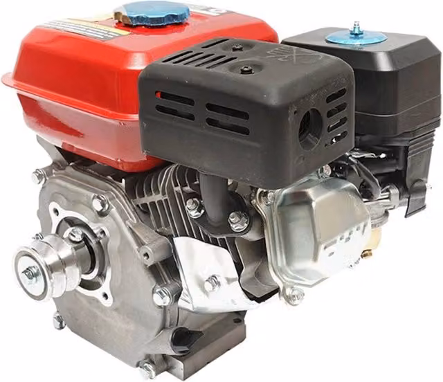 Motore a benzina a 4 tempi Breckner Germany da 7,5 CV, 196cc con avviamento a strappo e puleggia, colore rosso