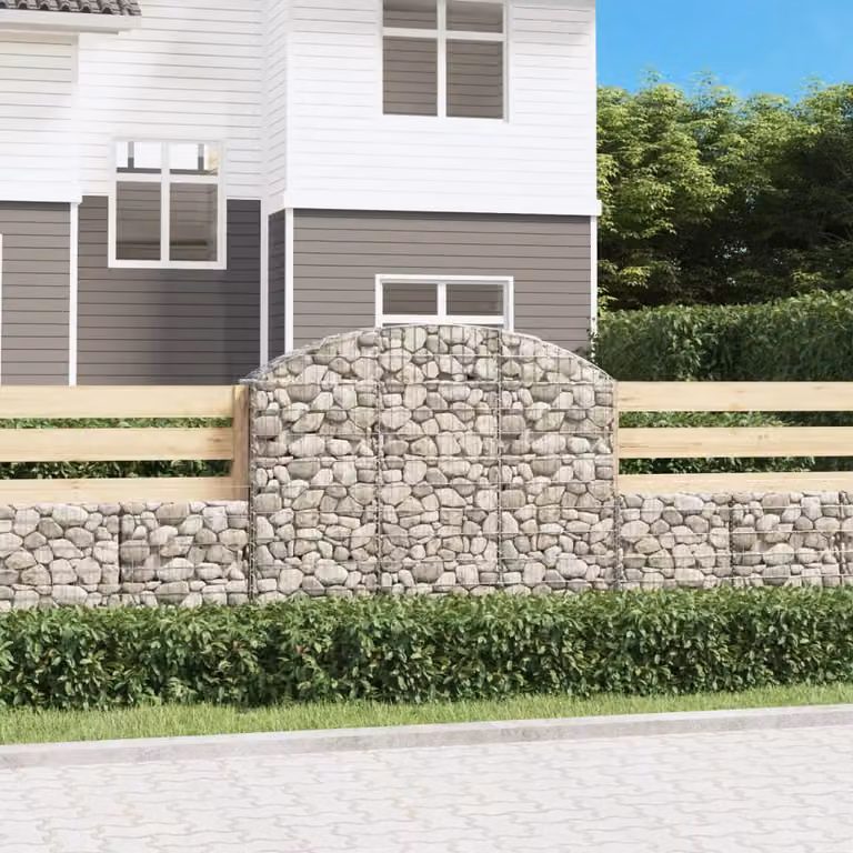 Cesto Gabbione ad Arco vidaXL in Acciaio Zincato Grigio L: 150 cm, P: 30 cm, H: 120/140 cm