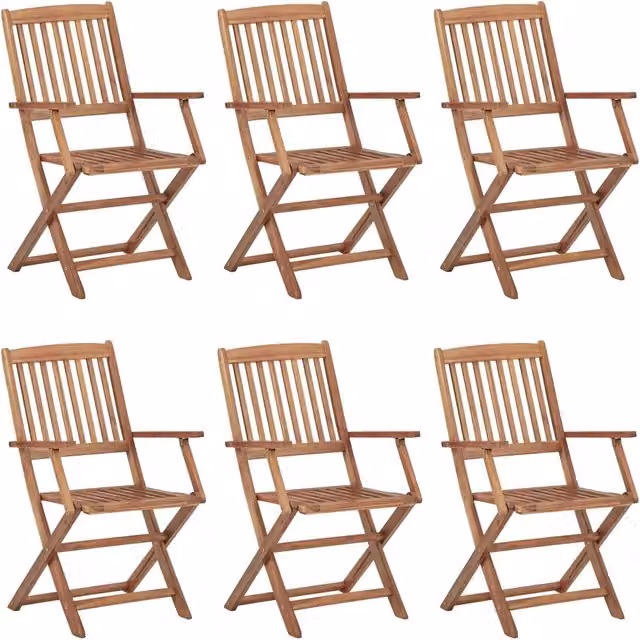 Sedie Pieghevoli 6 pz con Cuscini Massello Acacia 3074965