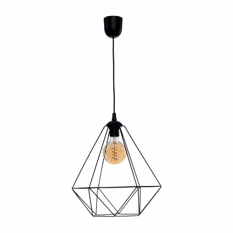 Lampada a sospensione BASKET nera 1xE27x60W in metallo, dimensioni: 100x35x35 cm, IP20, Milagro