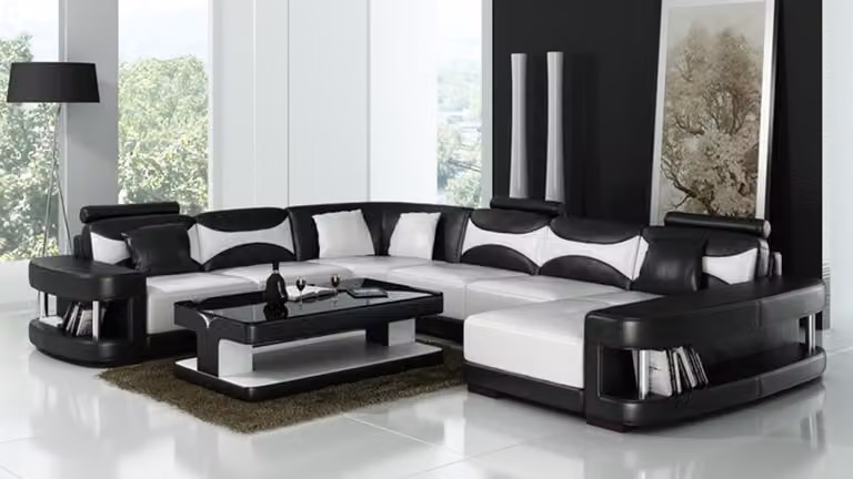 Luxus Ecksofa Sofa Polster Couch Wohnlandschaft U-Form - Ledersofas Couchen Sitz