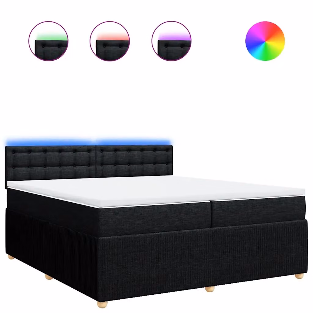 Letto Ibrido vidaXL con Materasso Nero e Bianco in Legno di Pino e Tessuto L/P: 200 x 200 cm – 2