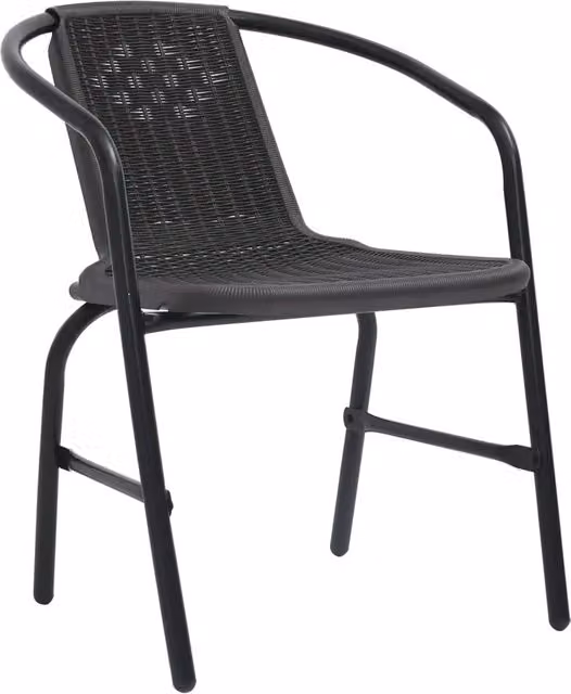 Set di 6 sedie da giardino vidaXL impilabili in rattan e acciaio nero opaco con braccioli