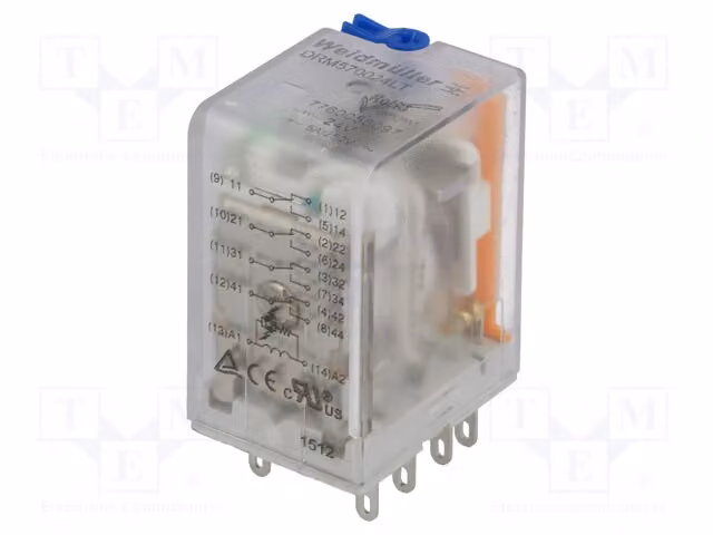 1 relè: bobina elettromagnetica, 24 VDC, 5 A / 250 VAC, 4 contatti a polo singolo, 5 A, codice prodotto: 7760056097, elettrico