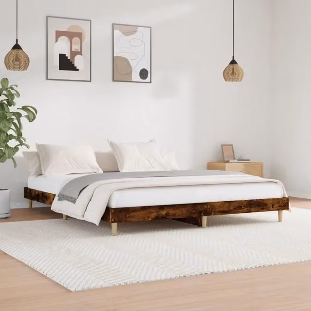 Giroletto senza Materasso-Struttura Letto Rovere Fumo 200x200 cm in Truciolato 730950