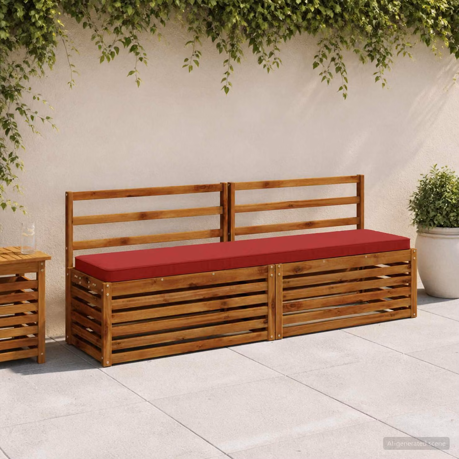 Set di 2 cuscini per panchina vidaXL VUGHT rossi in poliestere con rivestimento rimovibile e resistente ai raggi UV