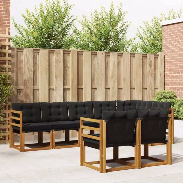 Set di divani da esterno 8 pz Naturale e Nero 3368775