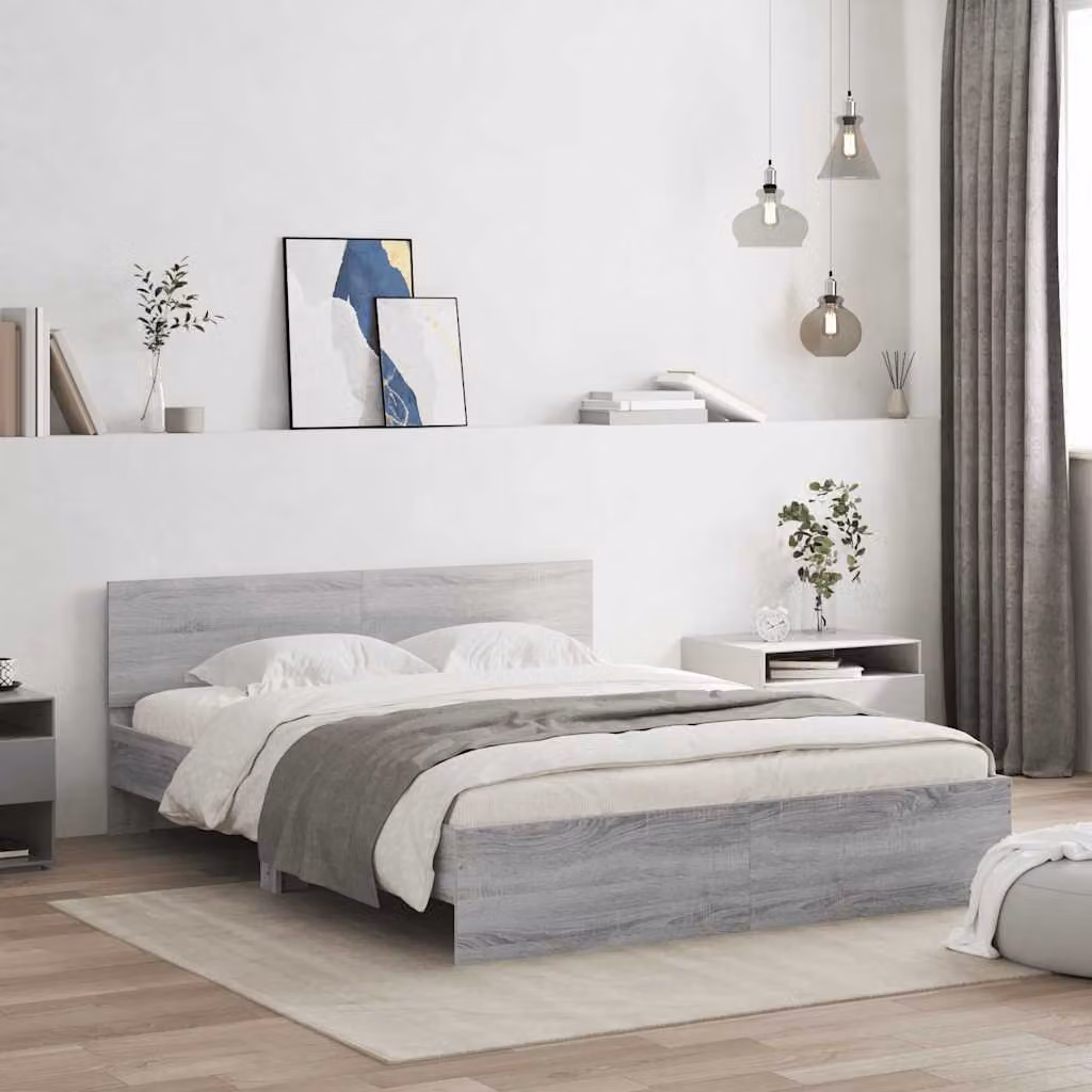 vidaXL Giroletto con Testiera Grigio Sonoma L/P/H: 150 x 200 x 155 cm – 1
