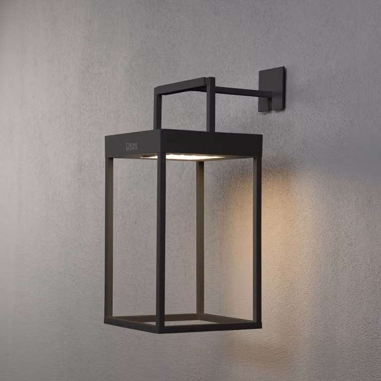 Konstsmide Lanterna LED solare Portofino, parete/tavolo, nero dimmerabile, Nero, Alluminio, Moderno, Lampada solare da esterni