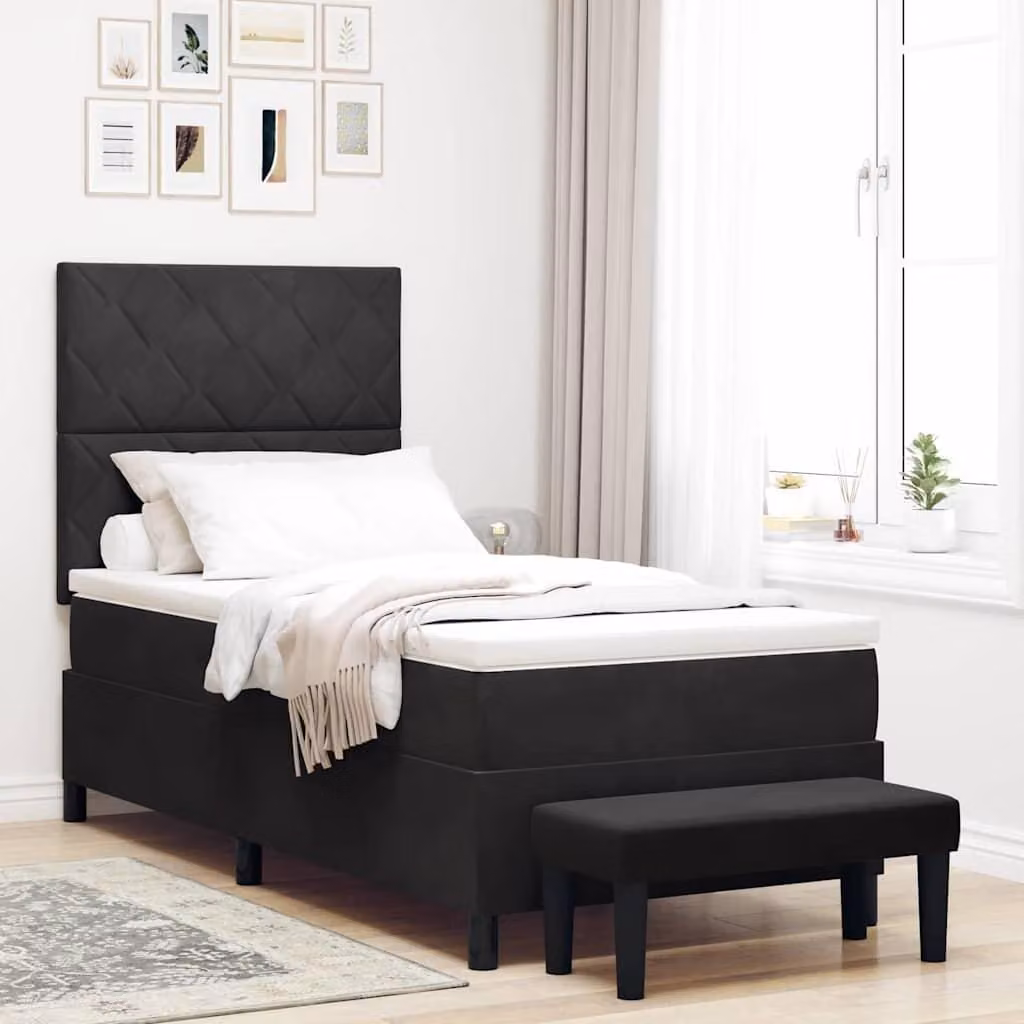 Maison Exclusive - Letto boxspring con testiera, nero, 190 x 90 cm, velluto
