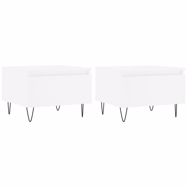 Tavolini da Salotto 2pz Bianchi 50x46x35cm in Legno Multistrato