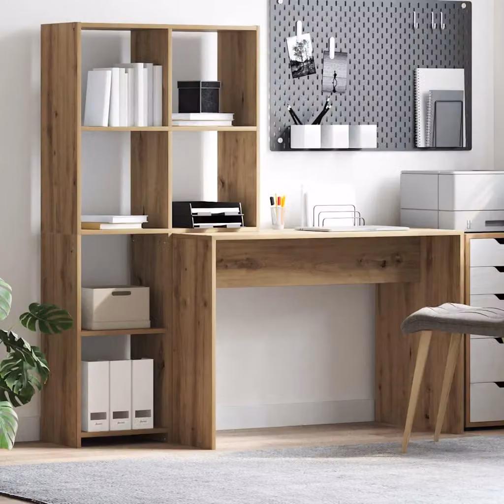 Scrivania moderna vidaXL in rovere marrone L: 138,5 cm, P: 55 cm, H: 143 cm