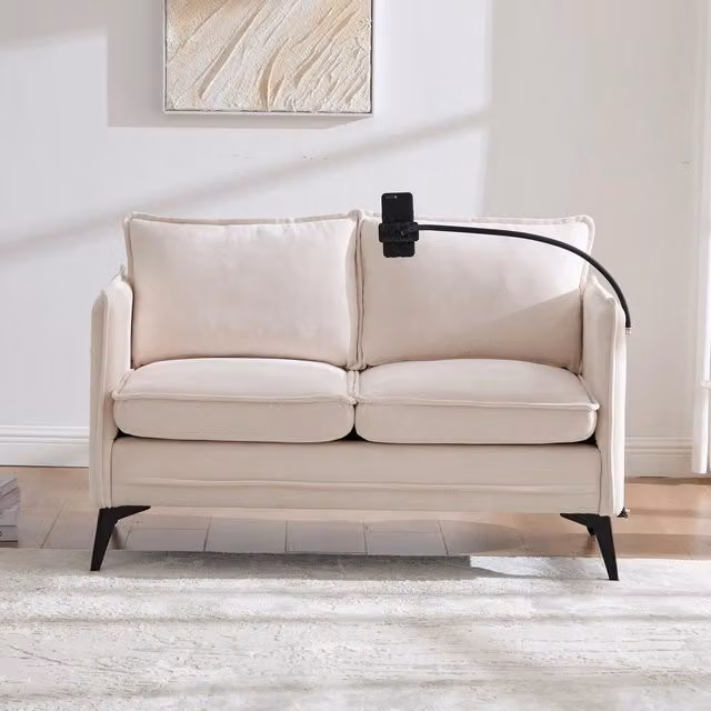 Divano 2 posti con tasche laterali e porta cellulare regolabile ¨C Minimal ¨C Tessuto grigio 160x85x80 cm