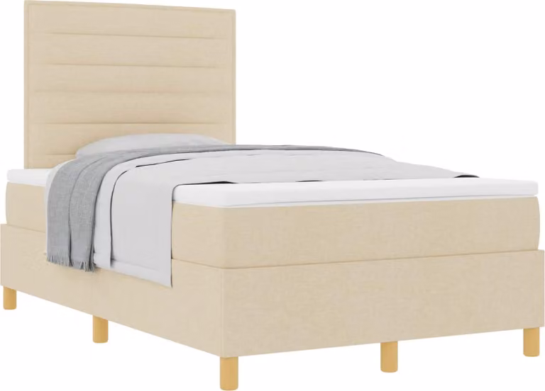 Letto a molle con materasso Crema 120 x 200 cm Tessuto