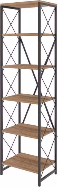 Libreria moderna in legno Hanah Home, Marrone e Nero, L: 50 cm, P: 30 cm, H: 180 cm