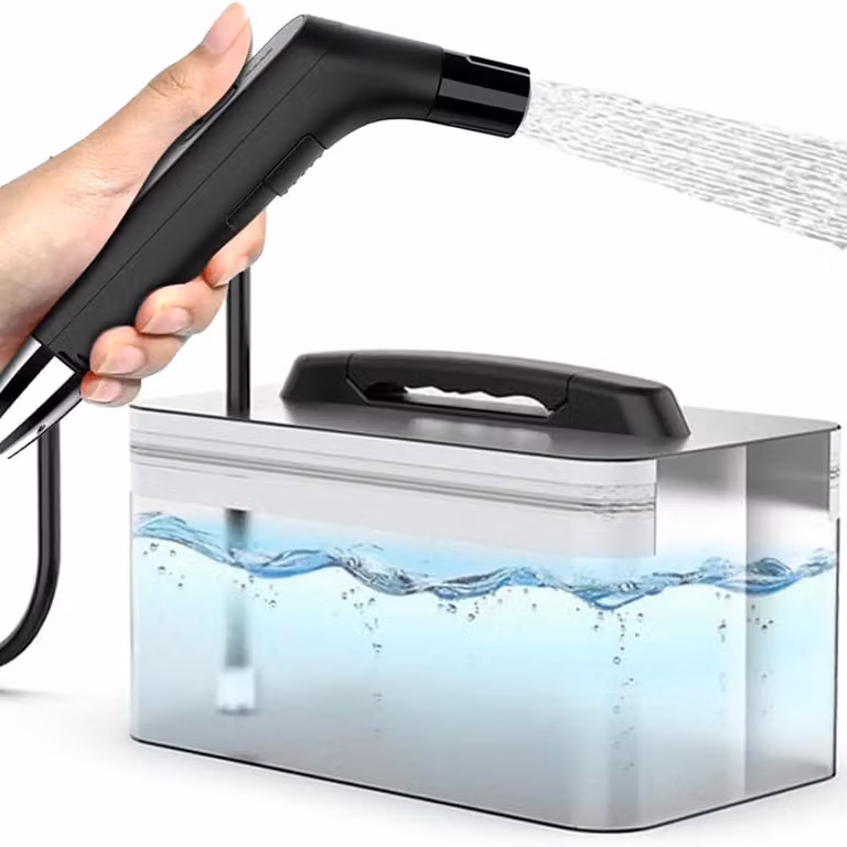 Bidet da viaggio portatile, capacità 2,3 litri, elettrico, ricaricabile, da usare con una mano