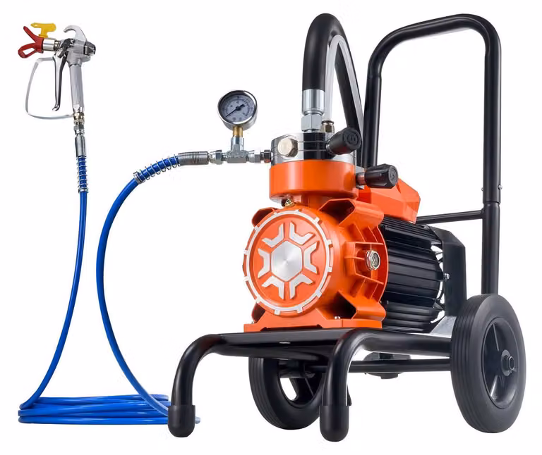 Spruzzatore di vernice airless a membrana, spruzzatore di vernice airless su carrello da 900 W ad alta efficienza, alta pressione da 2200 psi, con asta di prolunga, ago di pulizia e spazzola, per lavori di verniciatura di interni ed esterni