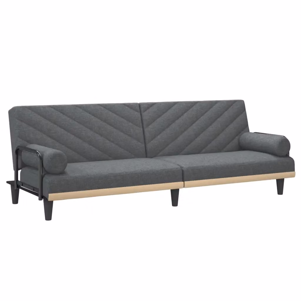 Divano Letto Moderno vidaXL in Tessuto Grigio con Funzione Notte e Poggiatesta Regolabile – 2