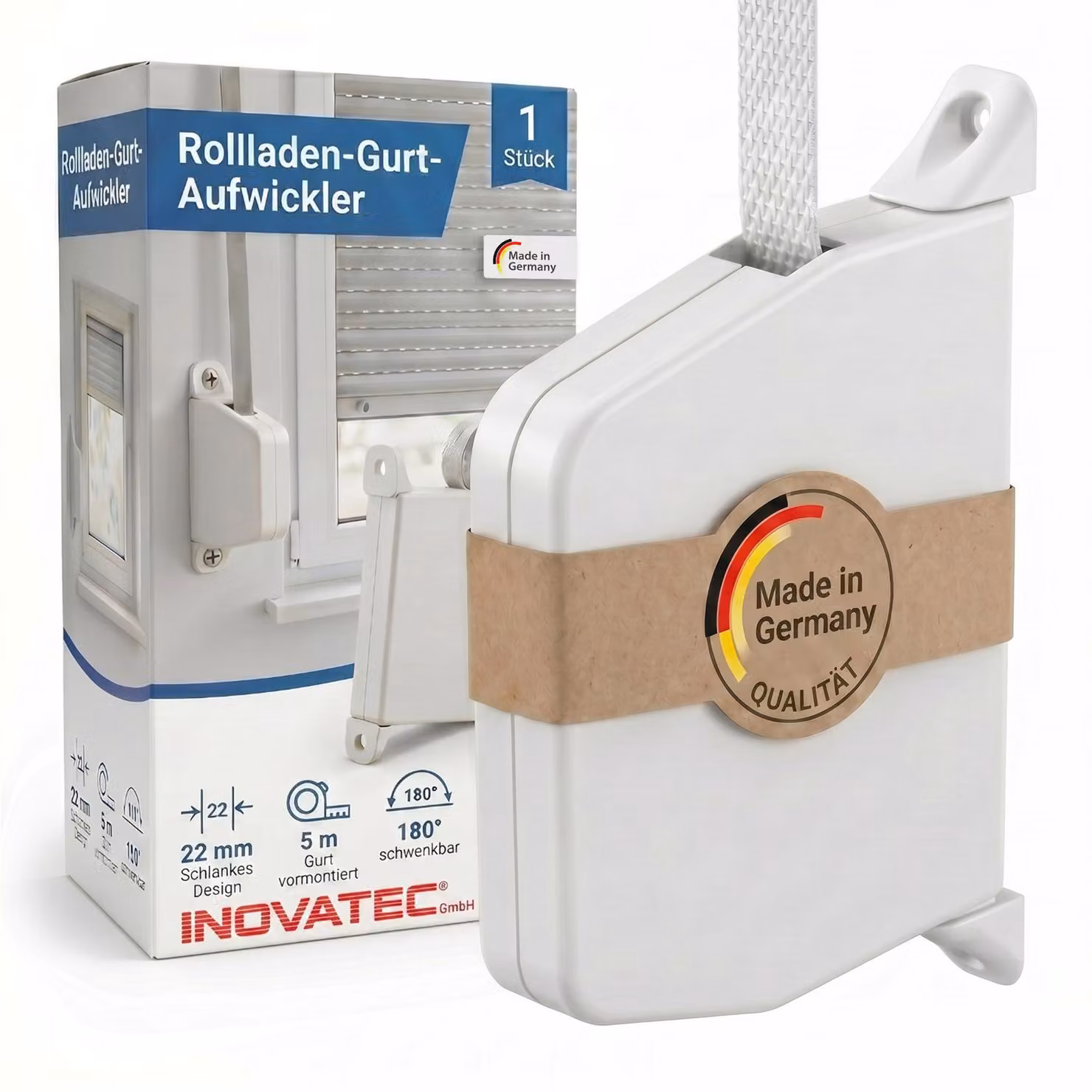 1 x avvolgitore a vite INOVATEC avvolgitore a nastro da superficie mini + cinghia da 5 m