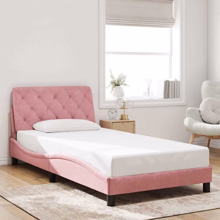 vidaXL Giroletto senza Materasso in Velluto Rosa 100x200 cm